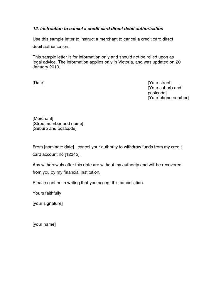 direct debit cancellation letter templates