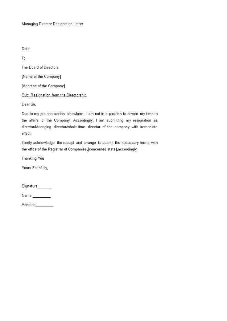 director resignation letter template