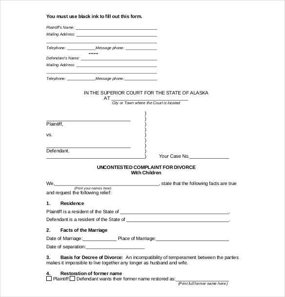 divorce response letter template