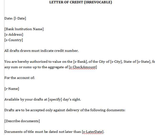 documentary letter of credit template