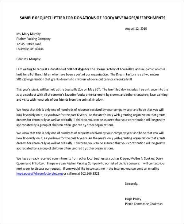 donation cover letter template