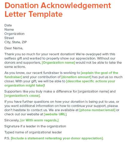 donation template letter