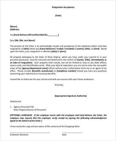 draft resignation letter template