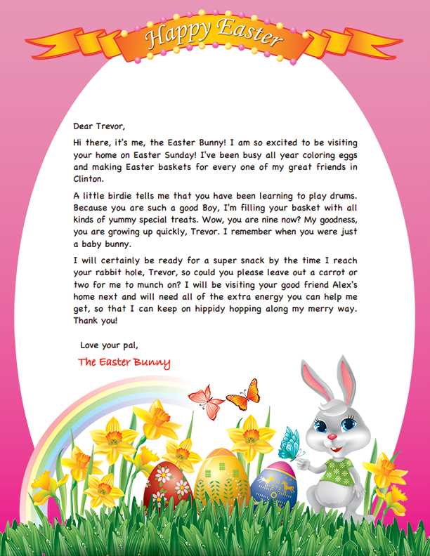 easter bunny letter template