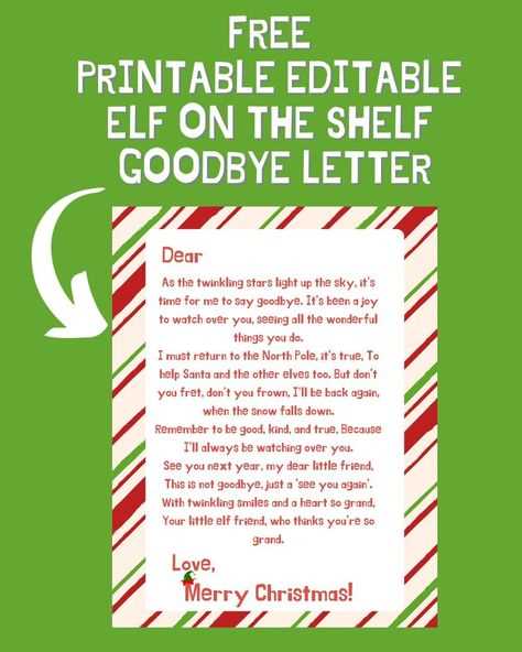 elf goodbye letter template