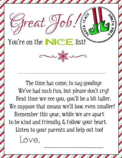 elf goodbye letter template