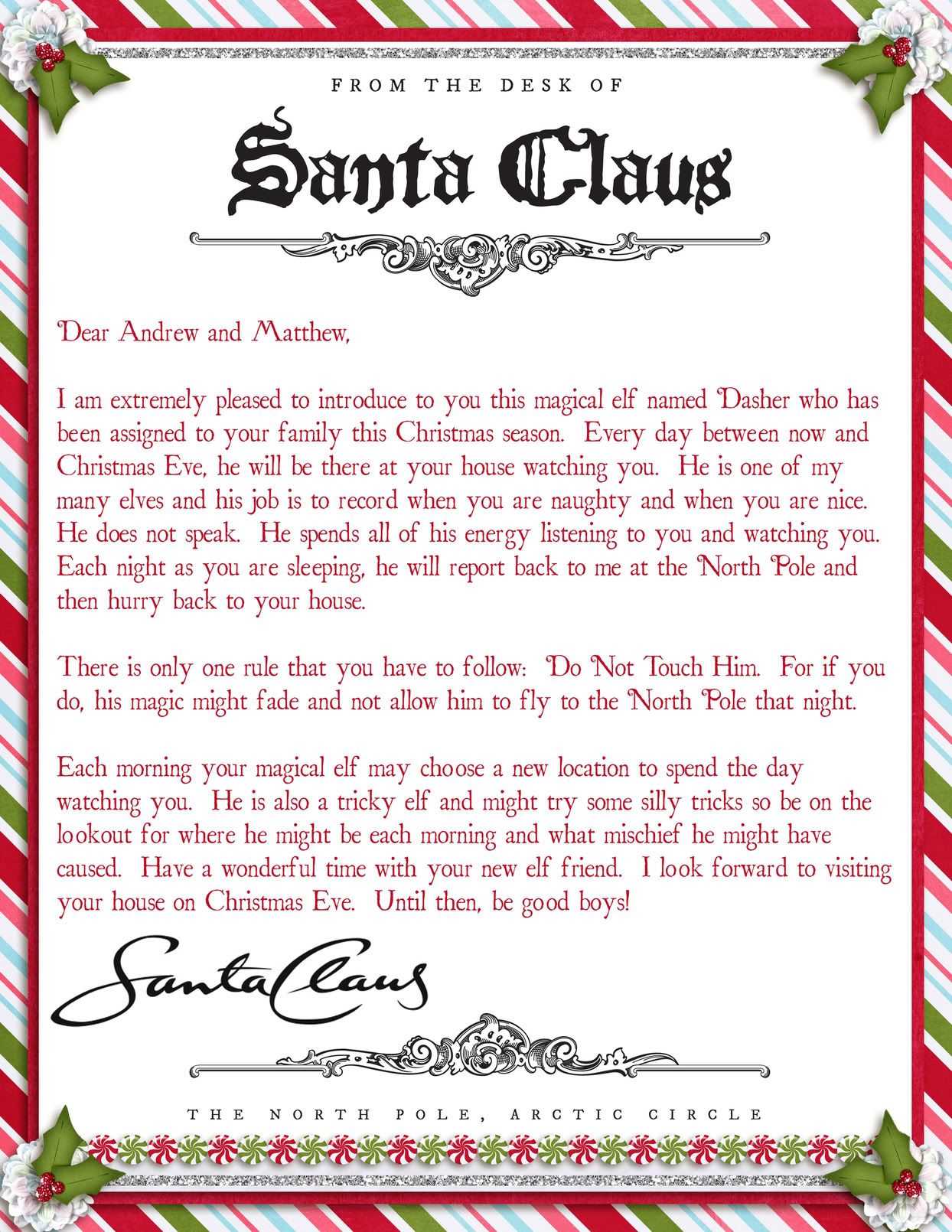 elf on the shelf late arrival letter template