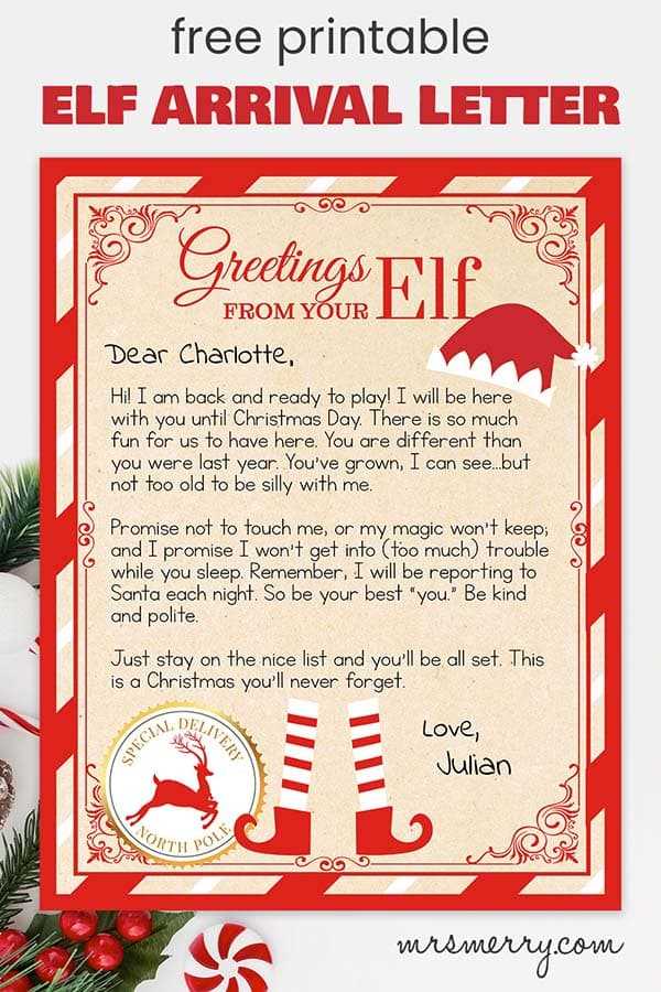 elf on the shelf letter free template