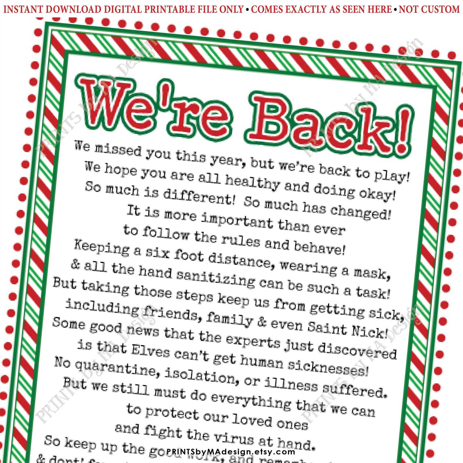 elf welcome back letter template free