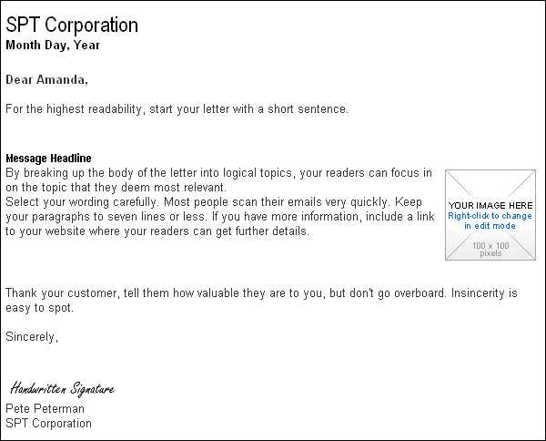 email marketing letter template