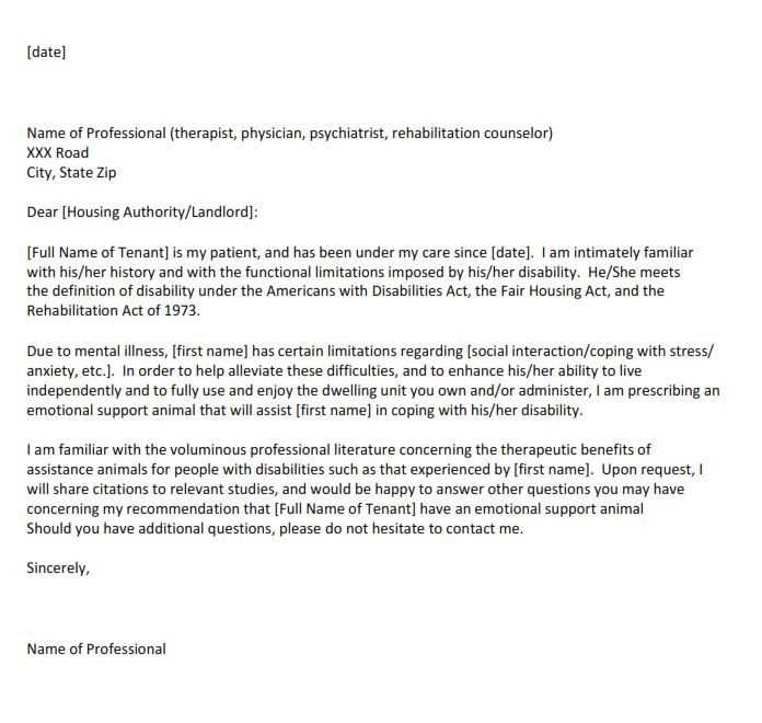 emotional support animal letter template pdf