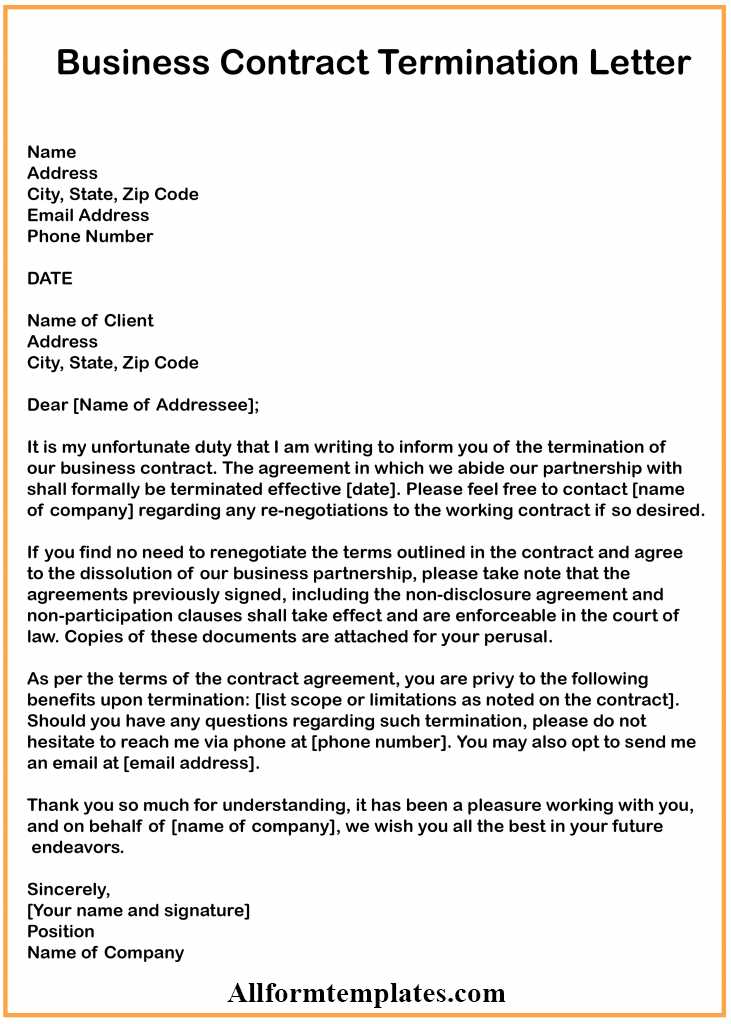 employee contract termination letter template