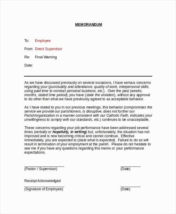 employee final warning letter template