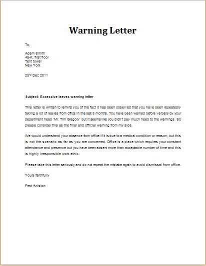 employee final warning letter template