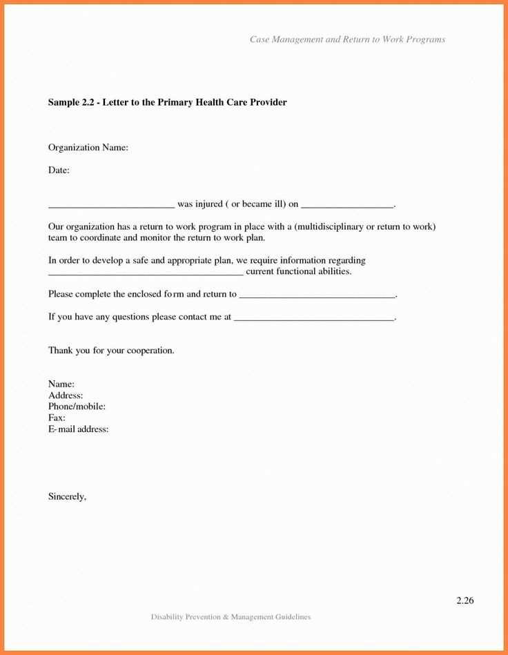 employee return to work letter template