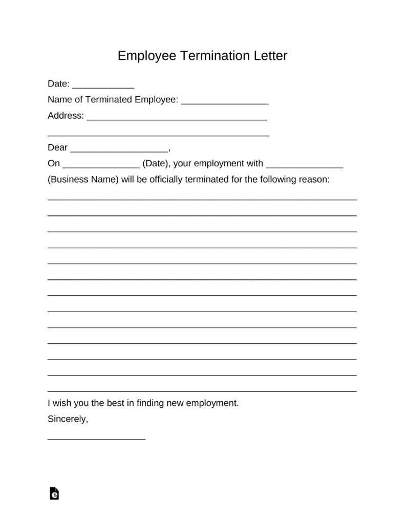 employee termination letter template free