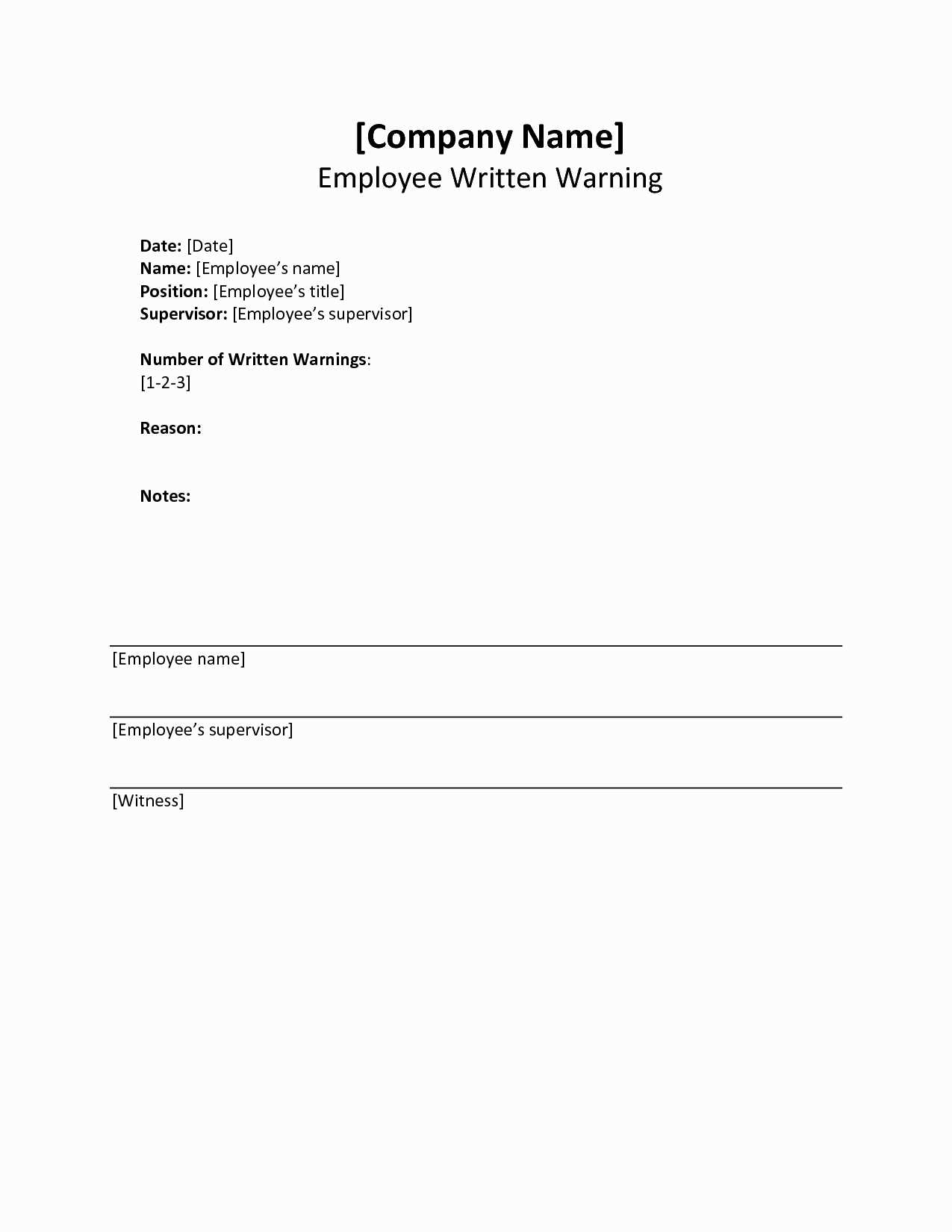 employee verbal warning letter template