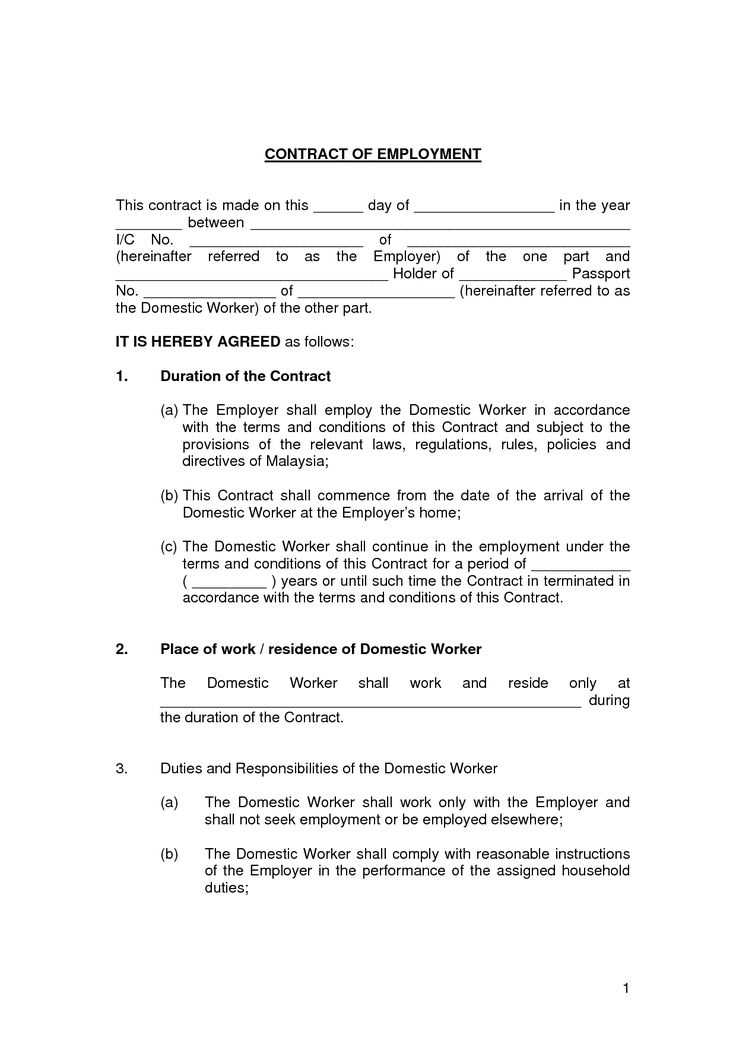 employment contract letter template