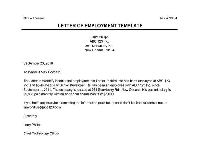 employment proposal letter template