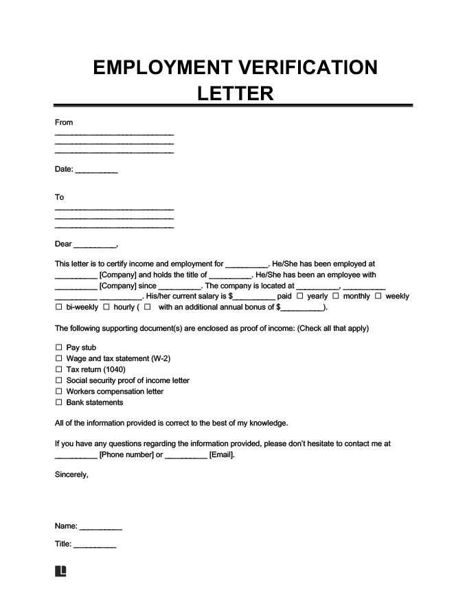 employment verification letter word template