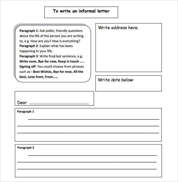 esl letter writing template