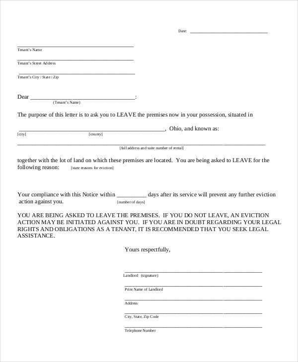 eviction letter template free