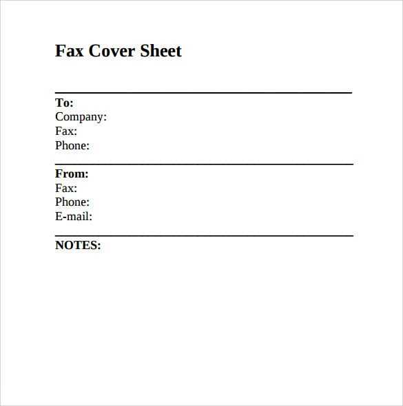 fax cover letter template pdf