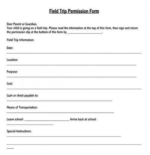 field trip permission letter template