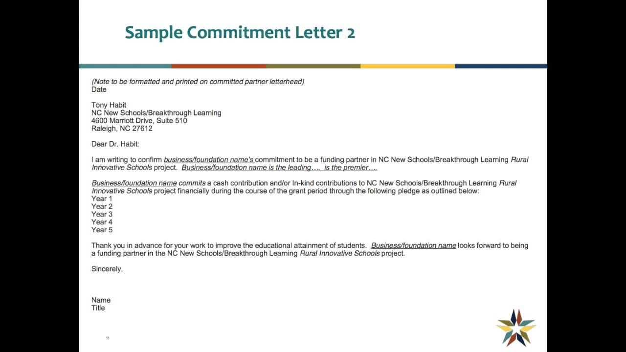 financial commitment letter template