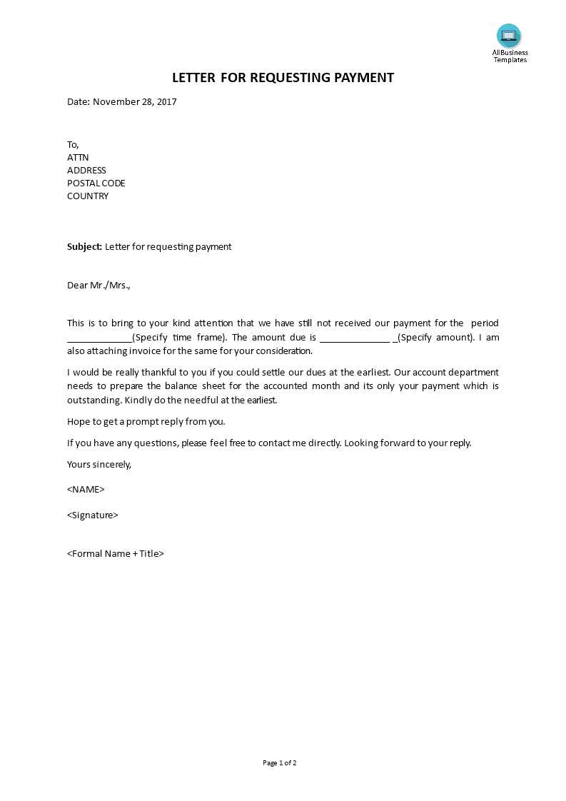 first payment letter template