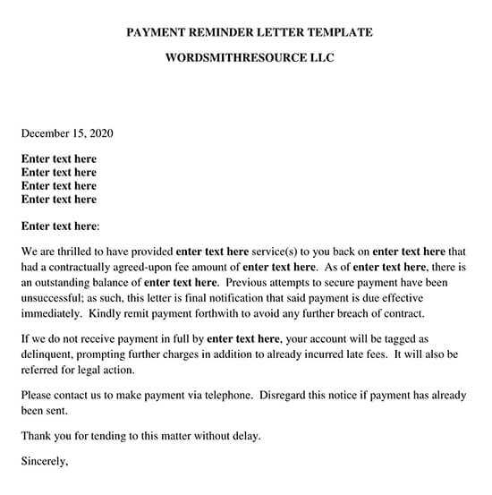 first payment letter template