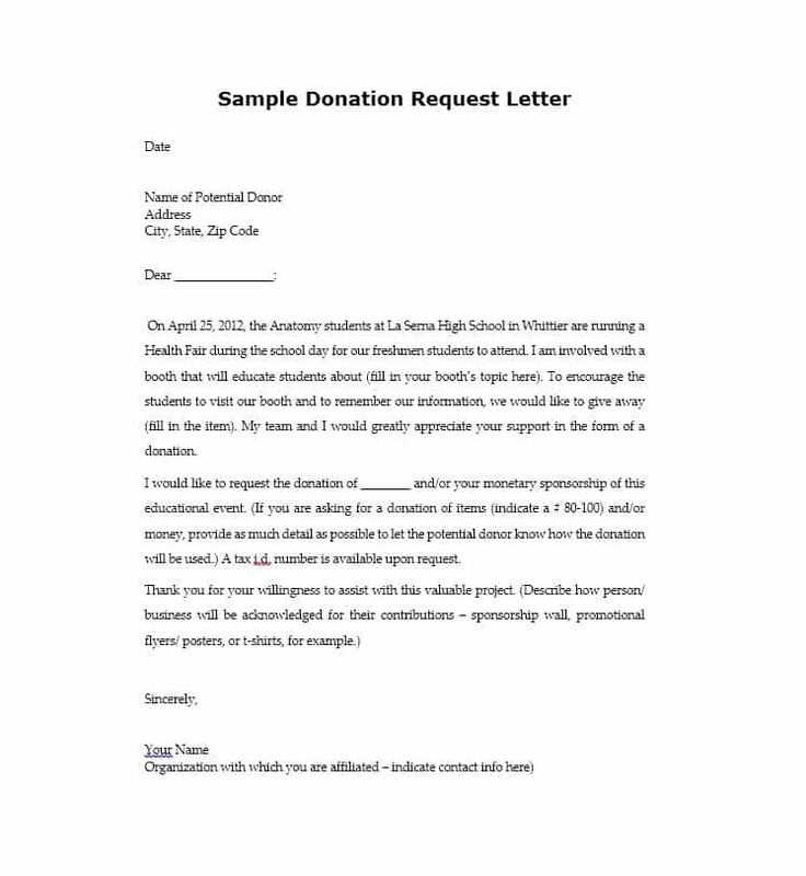 food donation request letter template