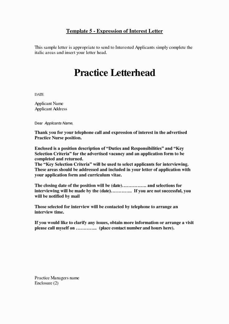 formal letter of interest template