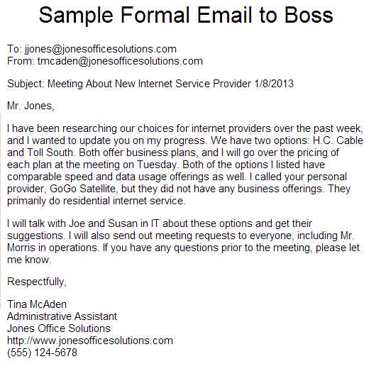 formal letter to boss template