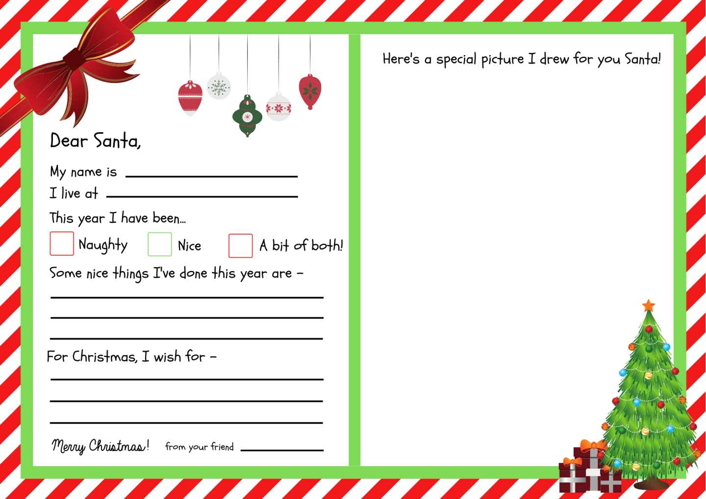 free christmas letter template printable