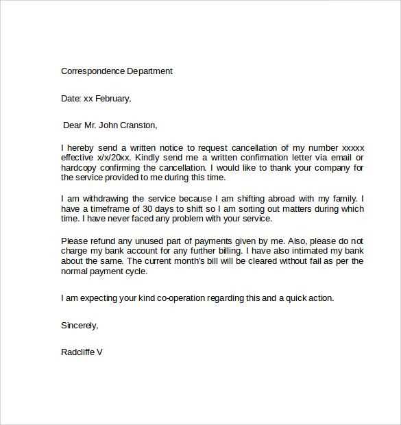 free contract cancellation letter template