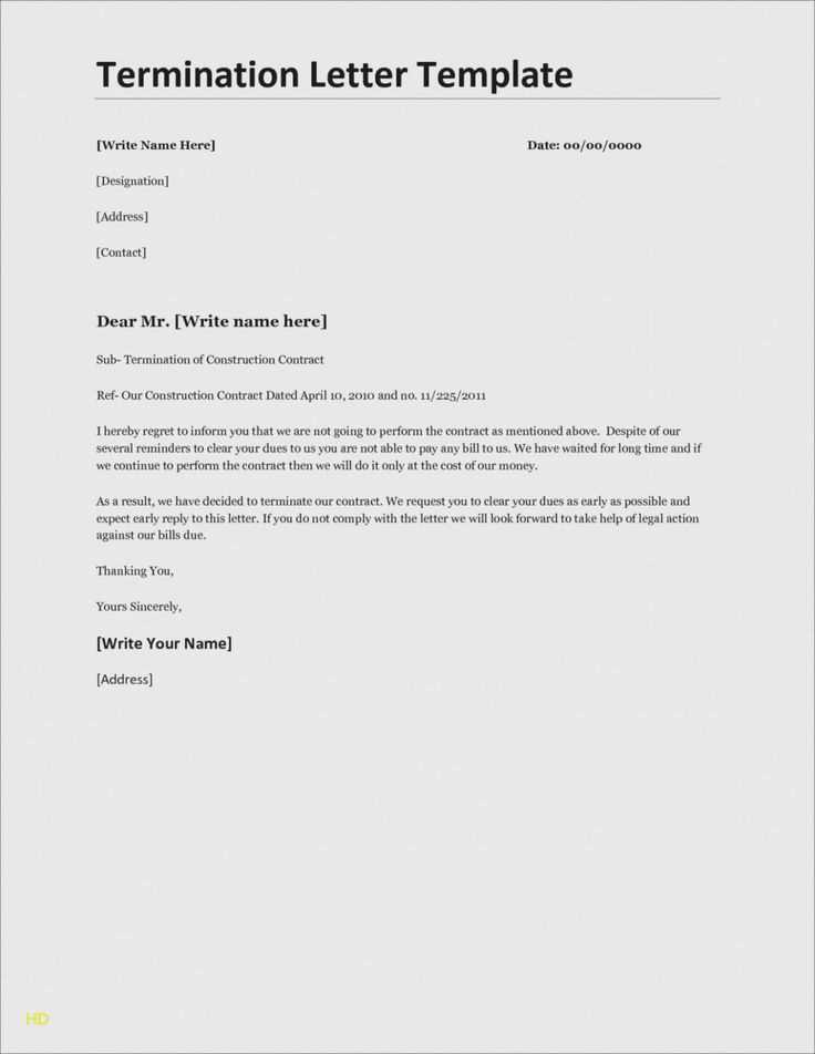 free contract termination letter template