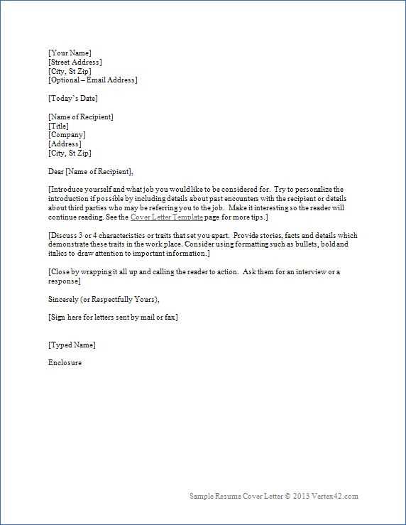 free cover letter template word free download