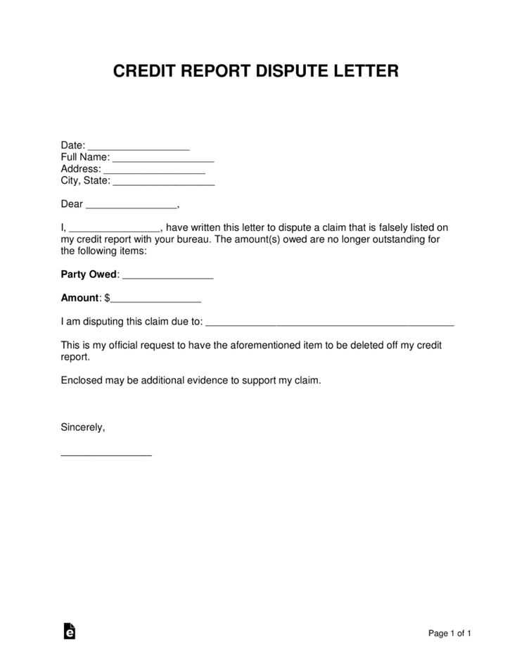 free credit report dispute letter template