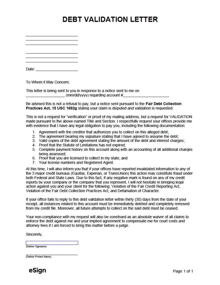 free debt dispute letter template