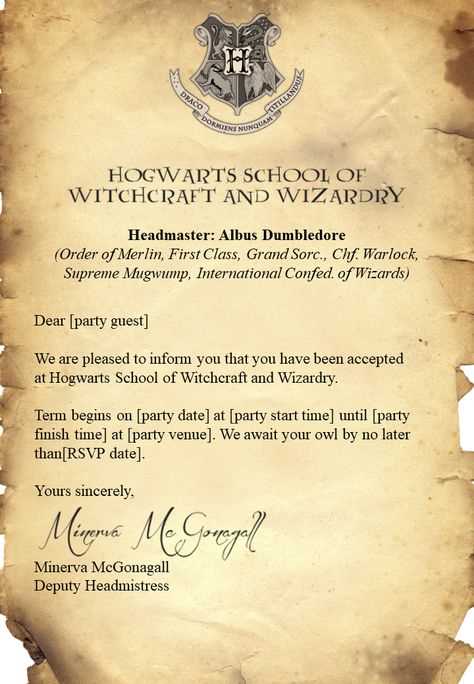 free harry potter letter template