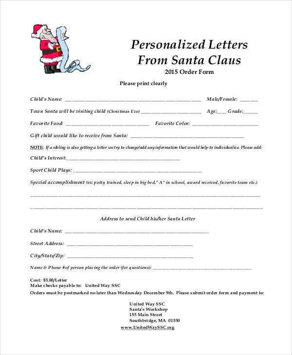 free letter from santa template to download