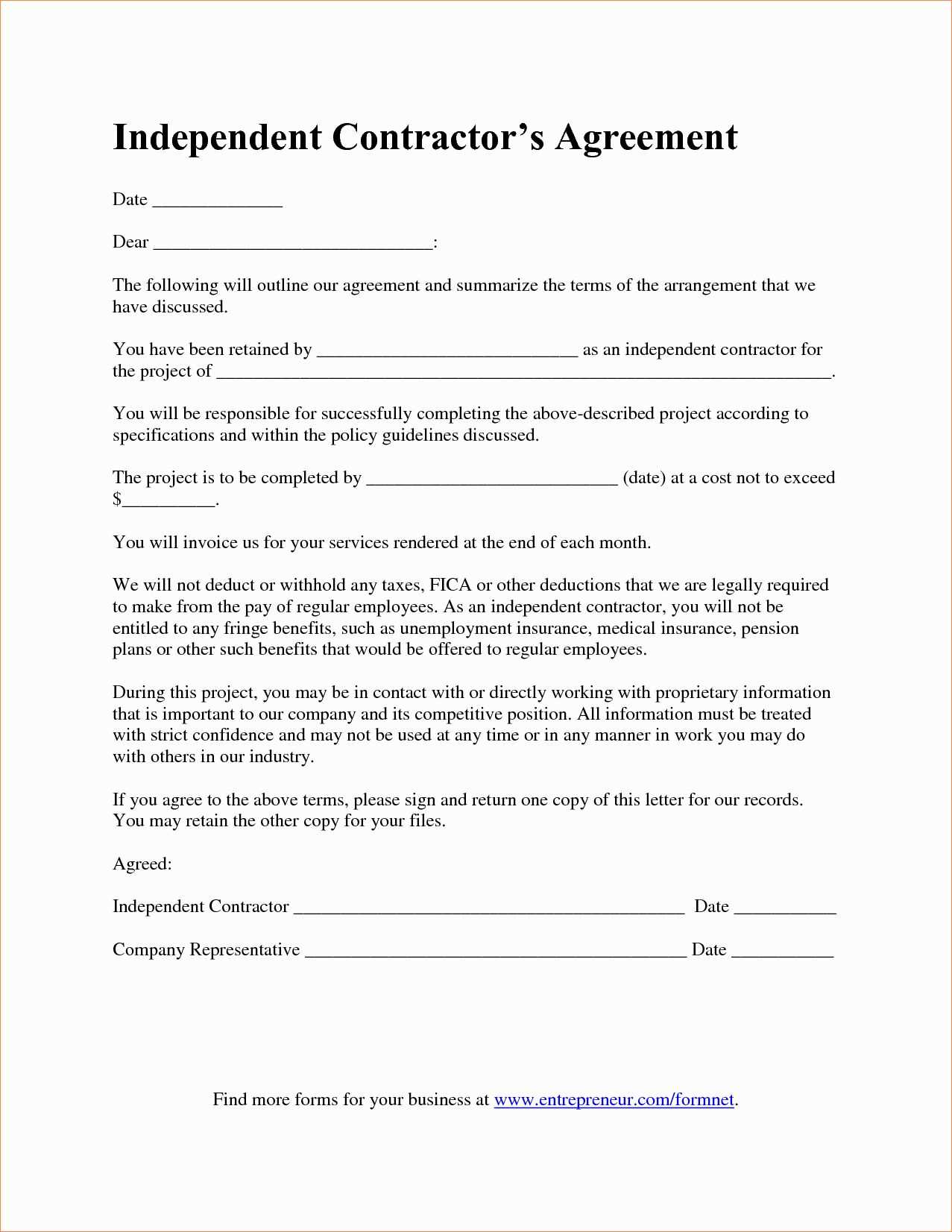 free letter of agreement template