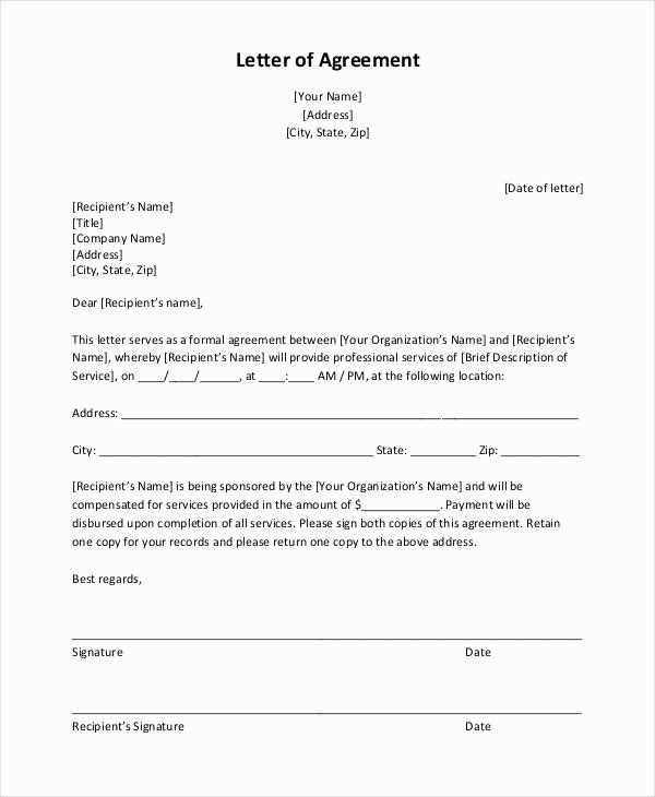 free letter of agreement template