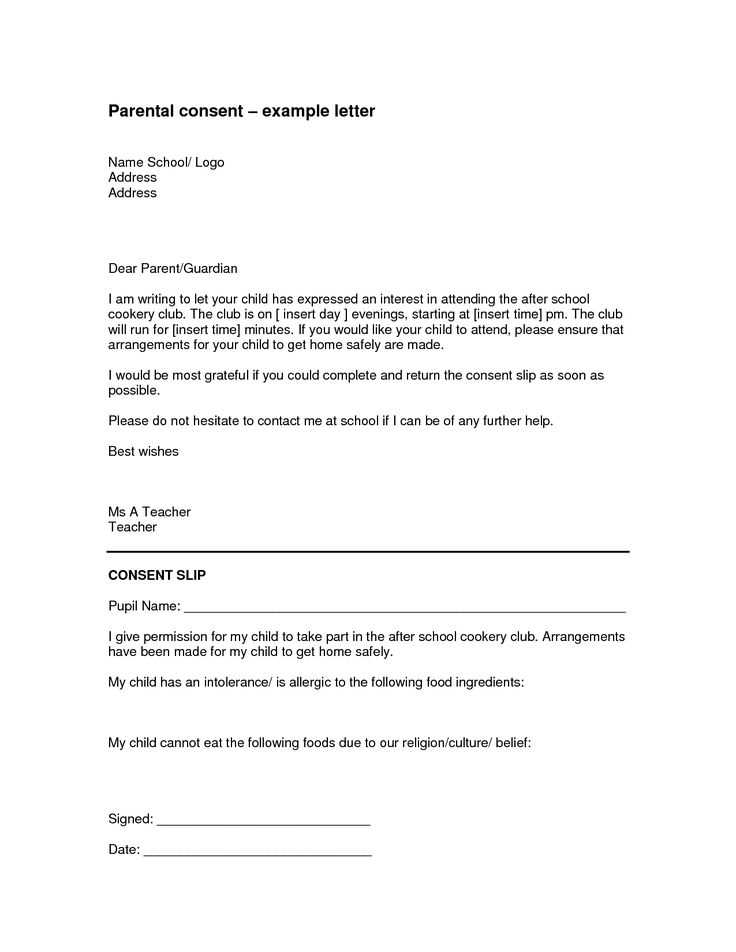 free parent letter template