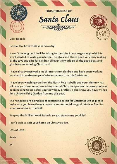 free personalized letter from santa template