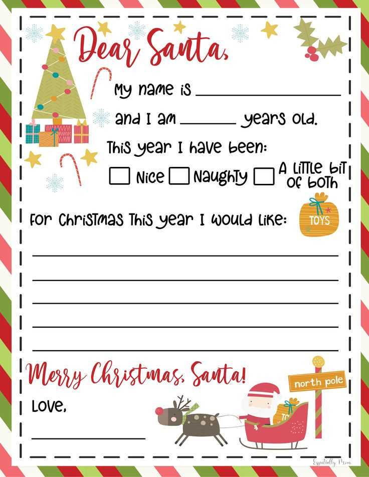 free printable christmas letter to santa template