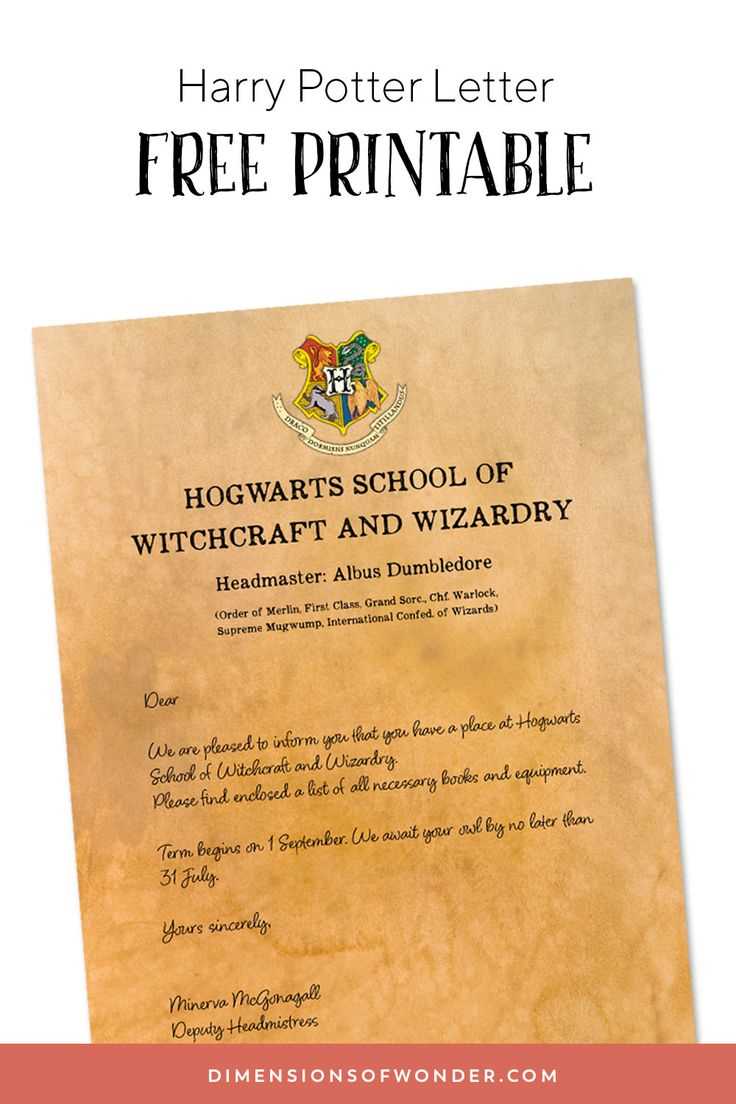 free printable editable hogwarts acceptance letter template