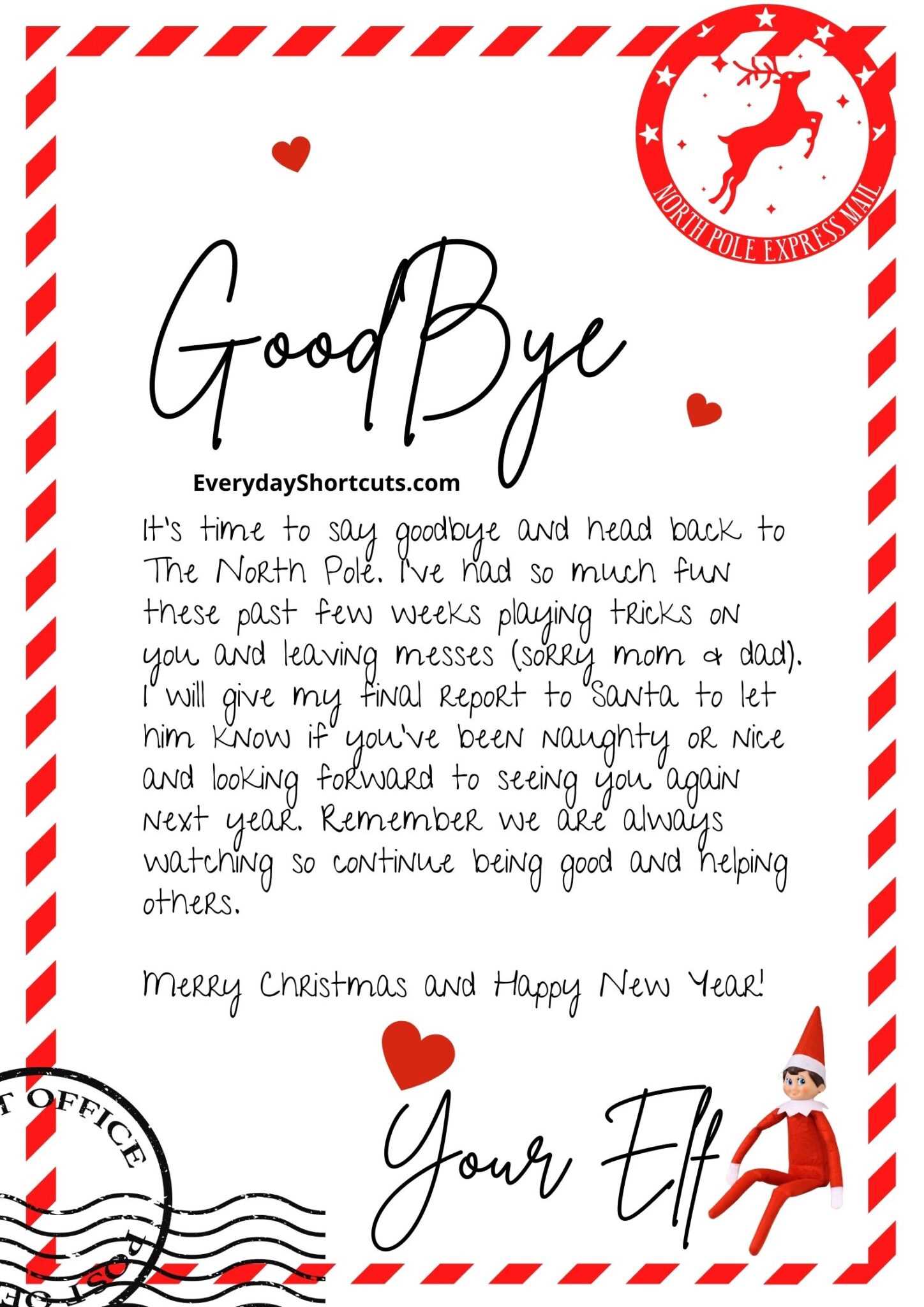 free printable goodbye letter from elf template