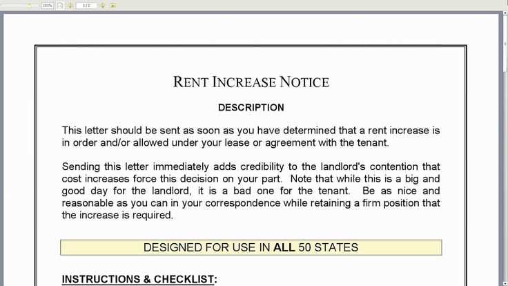 free printable rent increase letter template